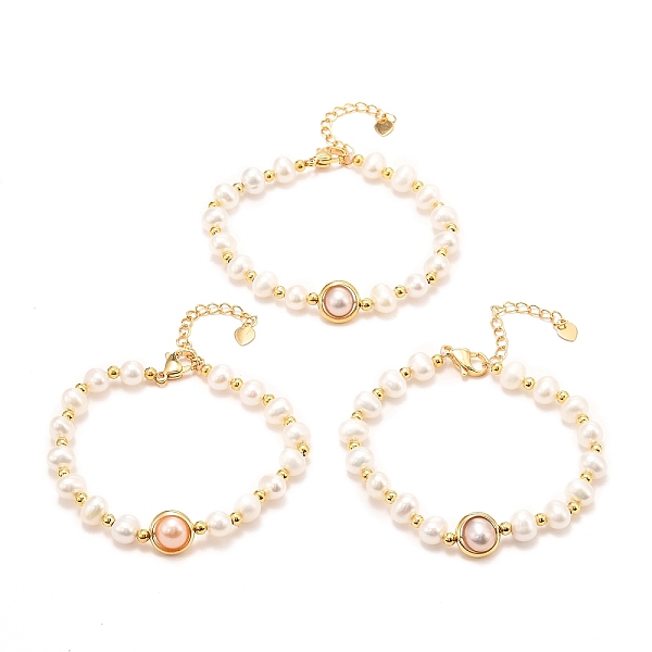PandaHall Natural Pearl Link Bracelets, Real 18K Gold Plated, with Brass Round Beads, Long-Lasting Plated, Mixed Color, 6-1/2x1/8 inch..., Multicolor
PandaHall Natural Pearl Link Bracelets, Real 18K Gold Plated, with Brass Round Beads, Long-Lasting Plated, Mixed Color, 6-1/2x1/8 inch..., Multicolor