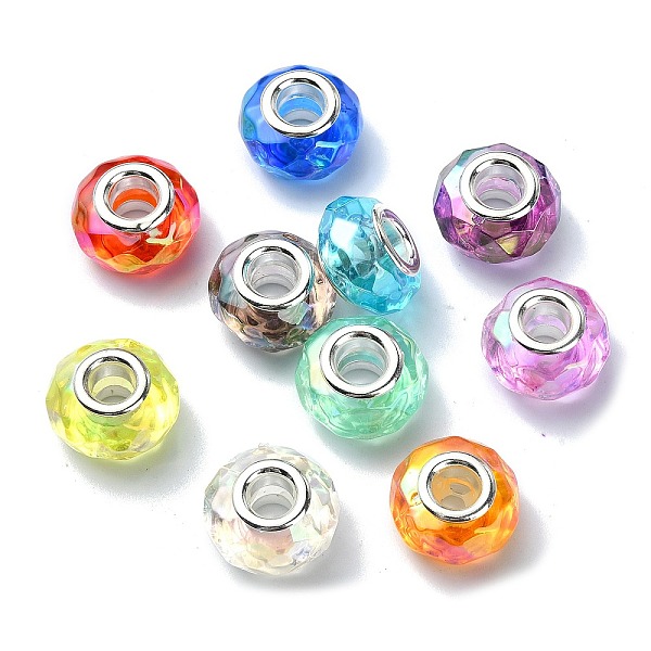 PandaHall Transparent Acrylic European Beads, Large Hole Beads, with Stainless Steel Core, Faceted, Flat Round, Mixed Color, 15x8.5~9mm..., Multicolor
PandaHall Transparent Acrylic European Beads, Large Hole Beads, with Stainless Steel Core, Faceted, Flat Round, Mixed Color, 15x8.5~9mm..., Multicolor