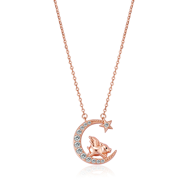 PandaHall Chinese Zodiac Necklace Pig Necklace 925 Sterling Silver Rose Gold Piggy on the Moon Pendant Charm Necklace Zircon Moon and Star..., Clear
PandaHall Chinese Zodiac Necklace Pig Necklace 925 Sterling Silver Rose Gold Piggy on the Moon Pendant Charm Necklace Zircon Moon and Star..., Clear