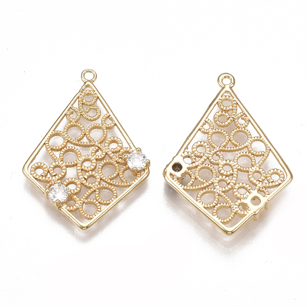 PandaHall Brass Filigree Pendants, with Cubic Zirconia, Rhombus, Clear, Nickel Free, Real 18K Gold Plated, 26.5~27.5x18~19x2.5mm, Hole...
PandaHall Brass Filigree Pendants, with Cubic Zirconia, Rhombus, Clear, Nickel Free, Real 18K Gold Plated, 26.5~27.5x18~19x2.5mm, Hole...