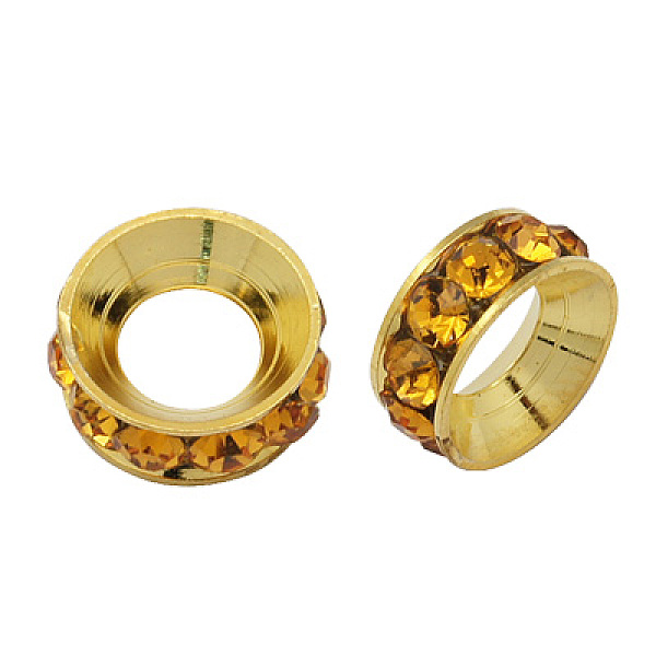 PandaHall Brass Rhinestone Spacer Beads, Grade A, Rondelle, Golden Metal Color, Topaz, 9x4mm, Hole: 4mm Brass+Rhinestone Rondelle Yellow
PandaHall Brass Rhinestone Spacer Beads, Grade A, Rondelle, Golden Metal Color, Topaz, 9x4mm, Hole: 4mm Brass+Rhinestone Rondelle Yellow