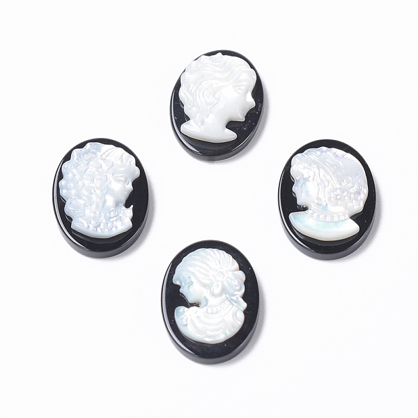 PandaHall Natural Black Agate Cameo Cabochons, with Shell, Oval with Women Portrait, White, 18x13x4~4.5mm Black Agate Oval
PandaHall Natural Black Agate Cameo Cabochons, with Shell, Oval with Women Portrait, White, 18x13x4~4.5mm Black Agate Oval
