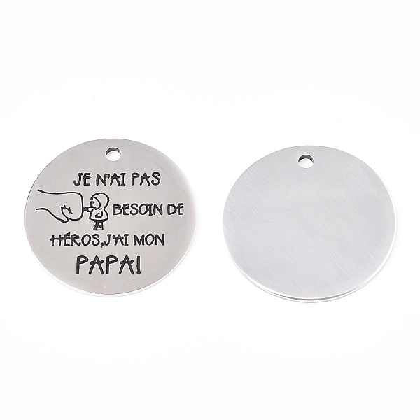 PandaHall 201 Stainless Steel Pendants, Flat Round with Word Papa, Stainless Steel Color, 30x1.5mm, Hole: 2mm 201 Stainless Steel Flat Round
PandaHall 201 Stainless Steel Pendants, Flat Round with Word Papa, Stainless Steel Color, 30x1.5mm, Hole: 2mm 201 Stainless Steel Flat Round