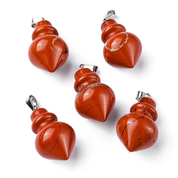 PandaHall Natural Red Jasper Pendants, Pointed Bottle Charms, with Platinum Plated Iron Snap on Bails, 32.5~35x16~17mm, Hole: 3x5.5mm Red...
PandaHall Natural Red Jasper Pendants, Pointed Bottle Charms, with Platinum Plated Iron Snap on Bails, 32.5~35x16~17mm, Hole: 3x5.5mm Red...