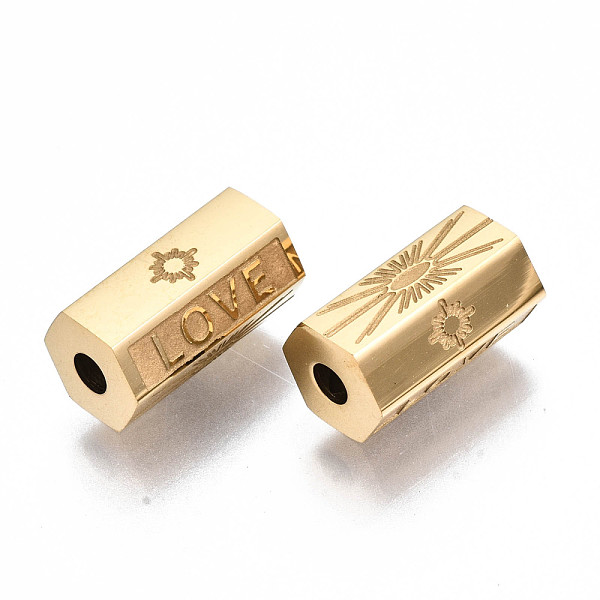 PandaHall 304 Stainless Steel Beads, Hexagonal Prism with Word Love, Real 14K Gold Plated, 11.5x6.5x6mm, Hole: 2mm 304 Stainless Steel...
PandaHall 304 Stainless Steel Beads, Hexagonal Prism with Word Love, Real 14K Gold Plated, 11.5x6.5x6mm, Hole: 2mm 304 Stainless Steel...