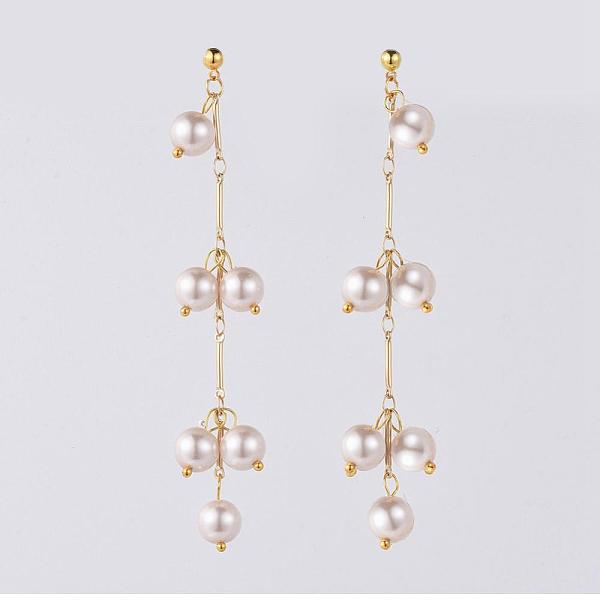 PandaHall Long Earrings, with Brass Stud Earrings Findings, Round Glass Pearl Beads and Earring Backs/Ear Nuts, Golden, Pink, 88mm, Pin...
PandaHall Long Earrings, with Brass Stud Earrings Findings, Round Glass Pearl Beads and Earring Backs/Ear Nuts, Golden, Pink, 88mm, Pin...