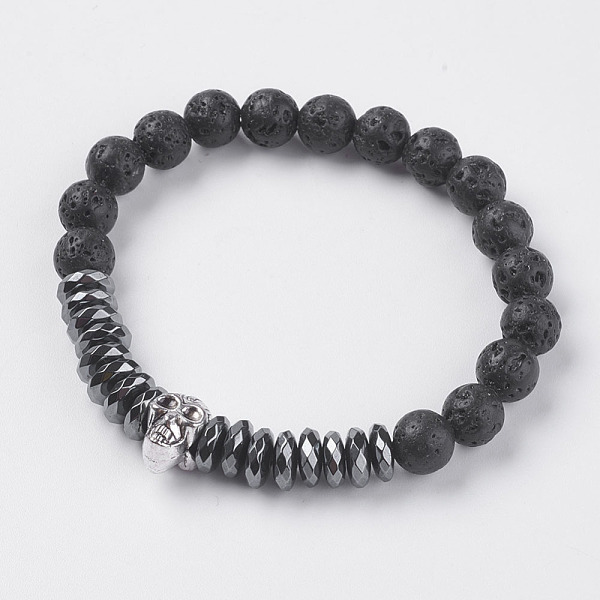PandaHall Synthetic Hematite Stretch Bracelets, with Natural Lava Rock and Alloy Findings, Skull, Antique Silver, Original Color, 2-1/4 inch...
PandaHall Synthetic Hematite Stretch Bracelets, with Natural Lava Rock and Alloy Findings, Skull, Antique Silver, Original Color, 2-1/4 inch...