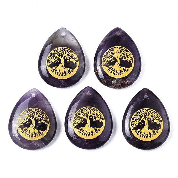 PandaHall Natural Amethyst Pendants, Teardrop with Tree of Life Pattern, 32~33.5x25~26x6.5~7.5mm, Hole: 2mm, 6pcs/bag Amethyst Teardrop
PandaHall Natural Amethyst Pendants, Teardrop with Tree of Life Pattern, 32~33.5x25~26x6.5~7.5mm, Hole: 2mm, 6pcs/bag Amethyst Teardrop