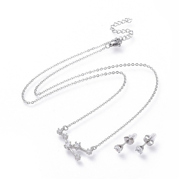 PandaHall 304 Stainless Steel Jewelry Sets, Brass Micro Pave Cubic Zirconia Pendant Necklaces and 304 Stainless Steel Stud Earrings, with..., Clear
PandaHall 304 Stainless Steel Jewelry Sets, Brass Micro Pave Cubic Zirconia Pendant Necklaces and 304 Stainless Steel Stud Earrings, with..., Clear