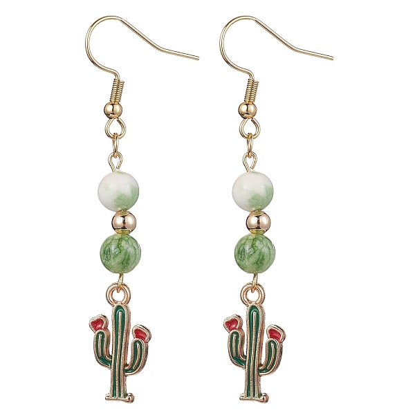 PandaHall Real 18K Gold Plated Alloy Enamel Dangle Earrings, with Natural Dyed White Jade Round Beaded, cactus, 57x10mm White Jade Cactus..., Green
PandaHall Real 18K Gold Plated Alloy Enamel Dangle Earrings, with Natural Dyed White Jade Round Beaded, cactus, 57x10mm White Jade Cactus..., Green