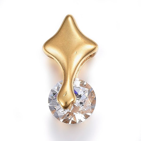 PandaHall 304 Stainless Steel Charms, with Cubic Zirconia, Rhombus, Clear, Golden, 14x7x6mm, Hole: 4x3mm Stainless Steel+Cubic Zirconia...
PandaHall 304 Stainless Steel Charms, with Cubic Zirconia, Rhombus, Clear, Golden, 14x7x6mm, Hole: 4x3mm Stainless Steel+Cubic Zirconia...