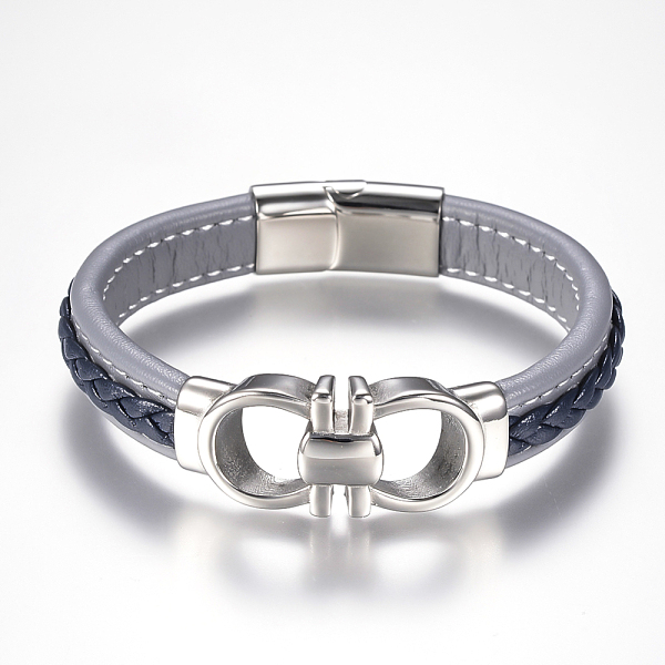 PandaHall Men's Braided Leather Cord Bracelets, with 304 Stainless Steel Findings and Magnetic Clasps, Light Steel Blue, 8-5/8 inch(220mm)...
PandaHall Men's Braided Leather Cord Bracelets, with 304 Stainless Steel Findings and Magnetic Clasps, Light Steel Blue, 8-5/8 inch(220mm)...