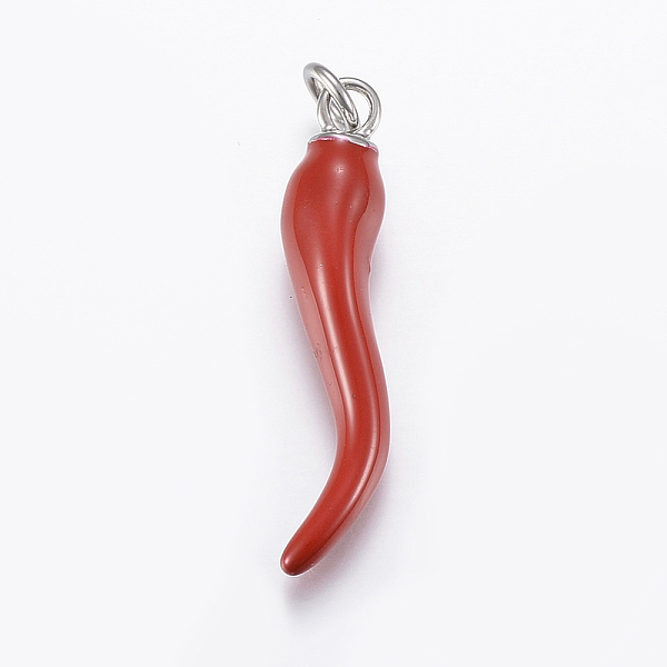 PandaHall 304 Stainless Steel Enamel Big Pendants, Horn of Plenty/Italian Horn Cornicello Charms, Stainless Steel Color, 27x7x6mm, Hole: 5mm..., Red
PandaHall 304 Stainless Steel Enamel Big Pendants, Horn of Plenty/Italian Horn Cornicello Charms, Stainless Steel Color, 27x7x6mm, Hole: 5mm..., Red