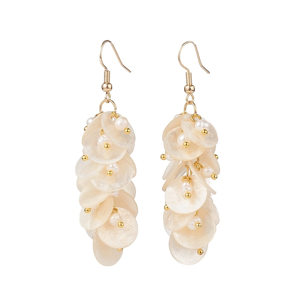 PandaHall Natural Capiz Shell Cluster Earrings, with Natural Pearl Beads and Brass Earring Hooks, Flat Round, Golden, Seashell Color...
PandaHall Natural Capiz Shell Cluster Earrings, with Natural Pearl Beads and Brass Earring Hooks, Flat Round, Golden, Seashell Color...