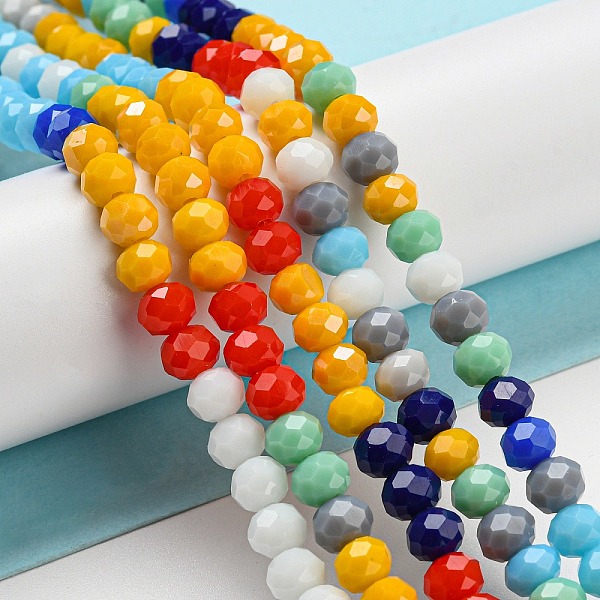 PandaHall Glass Beads Strands, Faceted, Rondelle, Mixed Color, 6x5mm, Hole: 1mm, about 85~88pcs/strand, 16.1~16.5 inch(41~42cm) Glass..., Multicolor
PandaHall Glass Beads Strands, Faceted, Rondelle, Mixed Color, 6x5mm, Hole: 1mm, about 85~88pcs/strand, 16.1~16.5 inch(41~42cm) Glass..., Multicolor