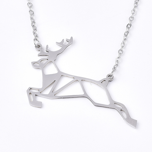 PandaHall 201 Stainless Steel Pendant Necklaces, with Cable Chains, Christmas Reindeer/Stag, Stainless Steel Color, 17.5 inch(44.5cm), 2mm...
PandaHall 201 Stainless Steel Pendant Necklaces, with Cable Chains, Christmas Reindeer/Stag, Stainless Steel Color, 17.5 inch(44.5cm), 2mm...