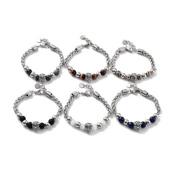 PandaHall Leopard Head Natural Mixed Gemstone Beaded Bracelets with 201 Stainless Steel Lobster Claw Clasps, 8-3/4 inch(22.3cm) Mixed Stone
PandaHall Leopard Head Natural Mixed Gemstone Beaded Bracelets with 201 Stainless Steel Lobster Claw Clasps, 8-3/4 inch(22.3cm) Mixed Stone