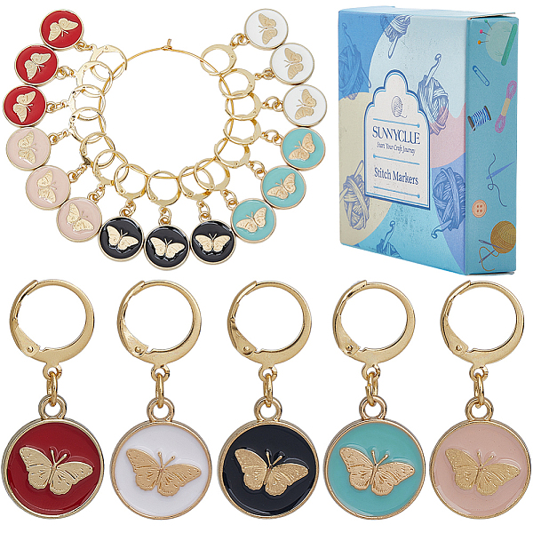PandaHall 20Pcs 5 Colors Butterfly Alloy Enamel Locking Pendant Stitch Markers, 304 Stainless Steel Crochet Leverback Hoop Charm, Mixed..., Multicolor
PandaHall 20Pcs 5 Colors Butterfly Alloy Enamel Locking Pendant Stitch Markers, 304 Stainless Steel Crochet Leverback Hoop Charm, Mixed..., Multicolor