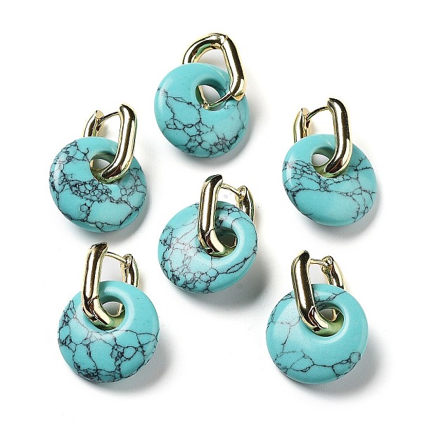 PandaHall Rack Plating Brass Hoop Earrings, with Synthetic Turquoise, Long-Lasting Plated, Cadmium Free & Lead Free, Donut/Pi Disc, 27mm...
PandaHall Rack Plating Brass Hoop Earrings, with Synthetic Turquoise, Long-Lasting Plated, Cadmium Free & Lead Free, Donut/Pi Disc, 27mm...