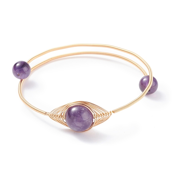 PandaHall Natural Amethyst Round Beaded Bangle, Adjustable Copper Wire Torque Bangle for Women, Golden, Inner Diameter: 2 inch(5.2cm)...
PandaHall Natural Amethyst Round Beaded Bangle, Adjustable Copper Wire Torque Bangle for Women, Golden, Inner Diameter: 2 inch(5.2cm)...