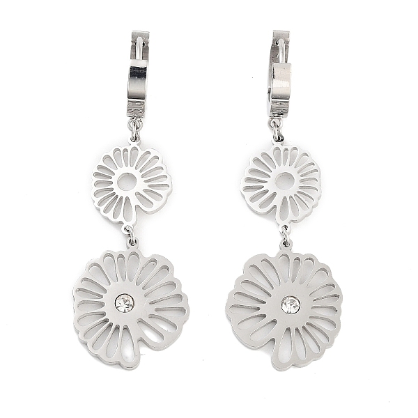PandaHall Hollow Flower 304 Stainless Steel Dangle Earrings, Rhinestone Hoop Earrings for Women, Stainless Steel Color, 55x18mm 304..., Clear
PandaHall Hollow Flower 304 Stainless Steel Dangle Earrings, Rhinestone Hoop Earrings for Women, Stainless Steel Color, 55x18mm 304..., Clear
