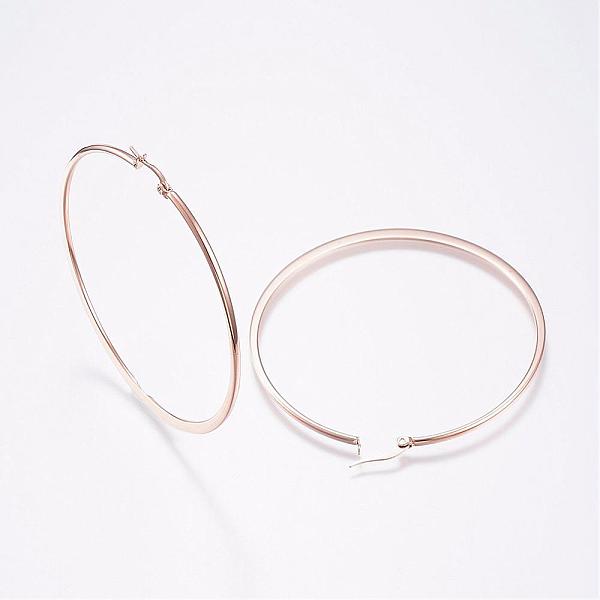 PandaHall 304 Stainless Steel Big Hoop Earrings, Hypoallergenic Earrings, Flat Ring Shape, Rose Gold, 12 Gauge, 64~66x2mm, Pin: 0.7x1mm 304...
PandaHall 304 Stainless Steel Big Hoop Earrings, Hypoallergenic Earrings, Flat Ring Shape, Rose Gold, 12 Gauge, 64~66x2mm, Pin: 0.7x1mm 304...