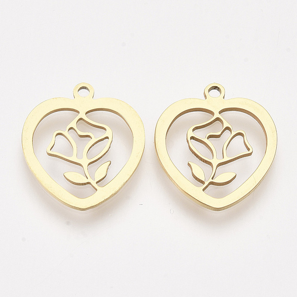 PandaHall 201 Stainless Steel Pendants, Laser Cut Pendants, Heart with Flower, Golden, 17.5x15.5x1mm, Hole: 1.4mm 201 Stainless Steel Heart
PandaHall 201 Stainless Steel Pendants, Laser Cut Pendants, Heart with Flower, Golden, 17.5x15.5x1mm, Hole: 1.4mm 201 Stainless Steel Heart