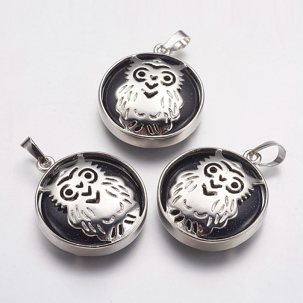 PandaHall Synthetic Blue Goldstone Pendants, with Platinum Tone Brass Findings, Flat Round with Owl, 31.5x27x6mm, Hole: 5x8mm Blue Goldstone...
PandaHall Synthetic Blue Goldstone Pendants, with Platinum Tone Brass Findings, Flat Round with Owl, 31.5x27x6mm, Hole: 5x8mm Blue Goldstone...