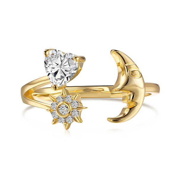 PandaHall Clear Cubic Zirconia Heart Moon Cuff Ring, 925 Sterling Silver Open Finger Ring for Women, Real 18K Gold Plated, Adjustable...
PandaHall Clear Cubic Zirconia Heart Moon Cuff Ring, 925 Sterling Silver Open Finger Ring for Women, Real 18K Gold Plated, Adjustable...