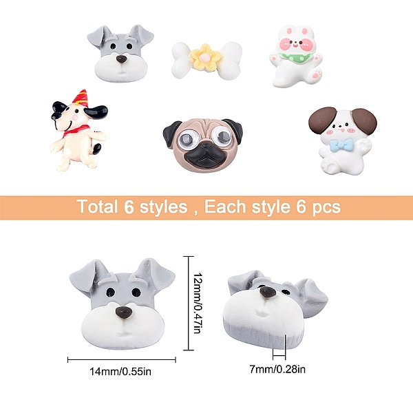 PandaHall SUNNYCLUE 36Pcs 5 Style Resin Puppy Cabochons, Dog, Mixed Color, 6pcs/style Resin Dog Multicolor
PandaHall SUNNYCLUE 36Pcs 5 Style Resin Puppy Cabochons, Dog, Mixed Color, 6pcs/style Resin Dog Multicolor