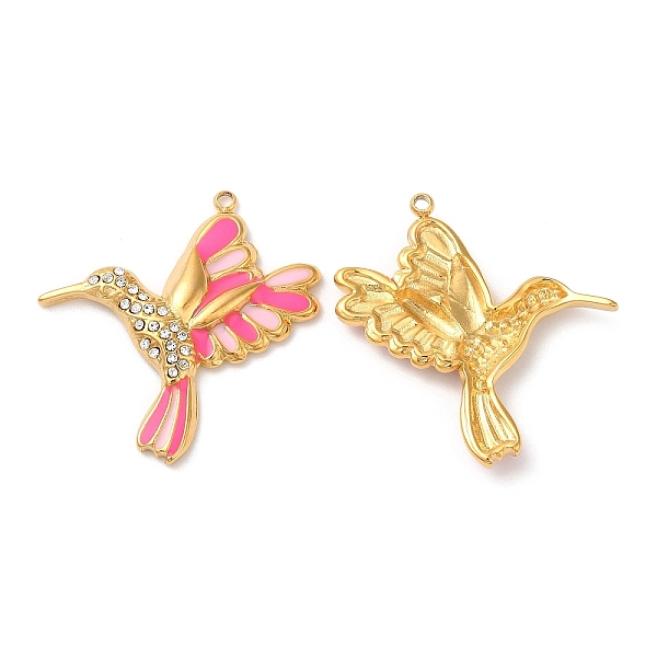 PandaHall 304 Stainless Steel Enamel Pendants, with Rhinestones, Real 18K Gold Plated, Brid Charm, Deep Pink, 29x26.5x3mm, Hole: 1.4mm...
PandaHall 304 Stainless Steel Enamel Pendants, with Rhinestones, Real 18K Gold Plated, Brid Charm, Deep Pink, 29x26.5x3mm, Hole: 1.4mm...