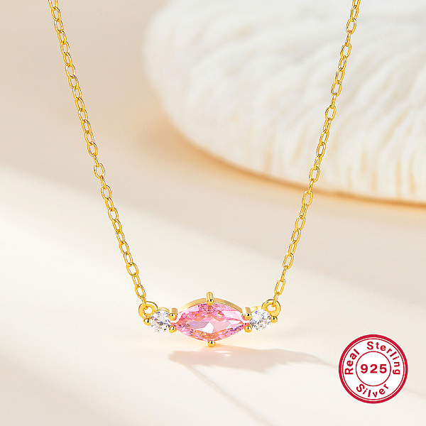 PandaHall S925 Sterling Silver Cubic Zirconia Horse Eye Pendant Necklace, Elegant and Versatile for Women, Golden, Pink, 15.75 inch(40cm)...
PandaHall S925 Sterling Silver Cubic Zirconia Horse Eye Pendant Necklace, Elegant and Versatile for Women, Golden, Pink, 15.75 inch(40cm)...