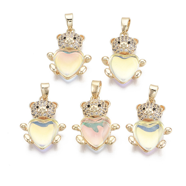 PandaHall Brass Cubic Zirconia Pendants, with Glass and Brass Snap on Bails, Nickel Free, Real 18k Gold Plated, AB Color Plated, Bear..., White
PandaHall Brass Cubic Zirconia Pendants, with Glass and Brass Snap on Bails, Nickel Free, Real 18k Gold Plated, AB Color Plated, Bear..., White