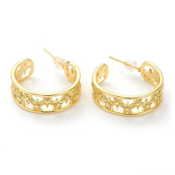 PandaHall Rack Plating Brass Half Hoop Earrings, with Ear Nuts, Letter C Shape, Hollow Star, Real 18K Gold Plated, 23x27x7.5mm, Pin: 1mm...
PandaHall Rack Plating Brass Half Hoop Earrings, with Ear Nuts, Letter C Shape, Hollow Star, Real 18K Gold Plated, 23x27x7.5mm, Pin: 1mm...