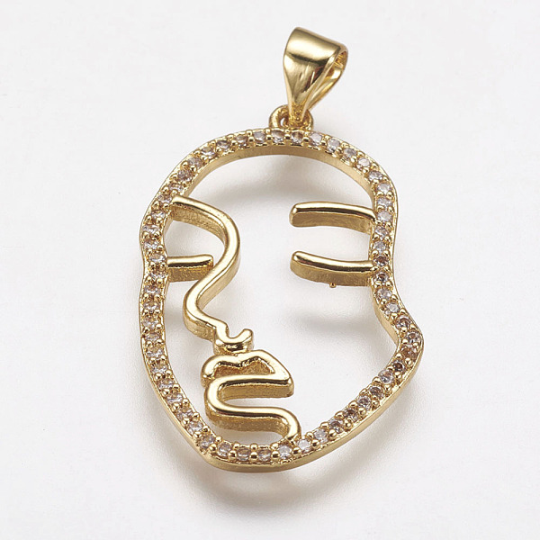 PandaHall Brass Micro Pave Cubic Zirconia Pendants, Face, Golden, 27x17x2mm, Hole: 3x5mm Brass+Cubic Zirconia Human
PandaHall Brass Micro Pave Cubic Zirconia Pendants, Face, Golden, 27x17x2mm, Hole: 3x5mm Brass+Cubic Zirconia Human