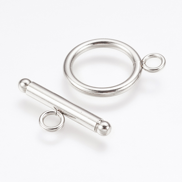 PandaHall 304 Stainless Steel Toggle Clasps, Stainless Steel Color, Ring: 20x16x2mm, Hole: 3mm, bar: 22x8x3mm, Hole: 3mm. 304 Stainless...
PandaHall 304 Stainless Steel Toggle Clasps, Stainless Steel Color, Ring: 20x16x2mm, Hole: 3mm, bar: 22x8x3mm, Hole: 3mm. 304 Stainless...