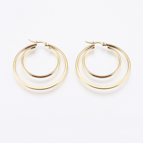 PandaHall 201 Stainless Steel Hoop Earrings, with 304 Stainless Steel Pin, Double Ring, 12 Gauge, Golden, 45x44x2mm, Pin: 0.7x1mm 304...
PandaHall 201 Stainless Steel Hoop Earrings, with 304 Stainless Steel Pin, Double Ring, 12 Gauge, Golden, 45x44x2mm, Pin: 0.7x1mm 304...