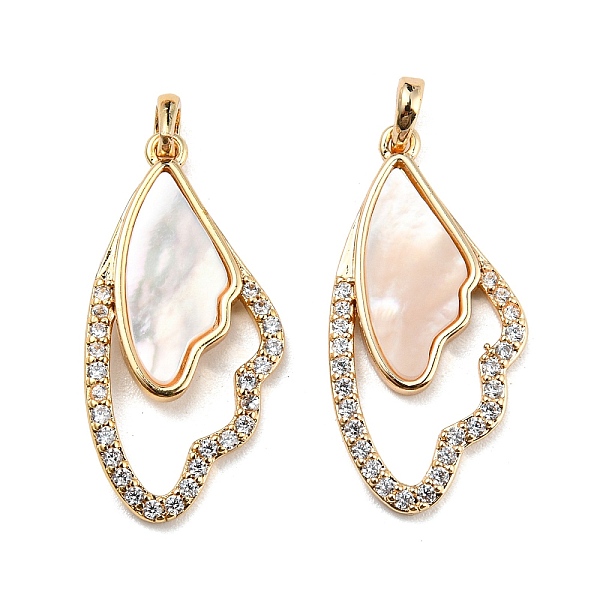 PandaHall Natural White Shell & Clear Cubic Zirconia & Brass Pendants, Butterfly with Wing, Golden, 23.5x11.5x2mm, Hole: 2x2mm Brass+Cubic...
PandaHall Natural White Shell & Clear Cubic Zirconia & Brass Pendants, Butterfly with Wing, Golden, 23.5x11.5x2mm, Hole: 2x2mm Brass+Cubic...