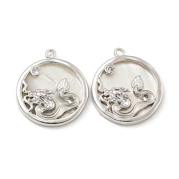 PandaHall Brass Micro Pave Clear Cubic Zirconia Pendants, with White Shell, Flat Round with Dragon Charms, Real Platinum Plated, 20x17.5x3mm...
PandaHall Brass Micro Pave Clear Cubic Zirconia Pendants, with White Shell, Flat Round with Dragon Charms, Real Platinum Plated, 20x17.5x3mm...