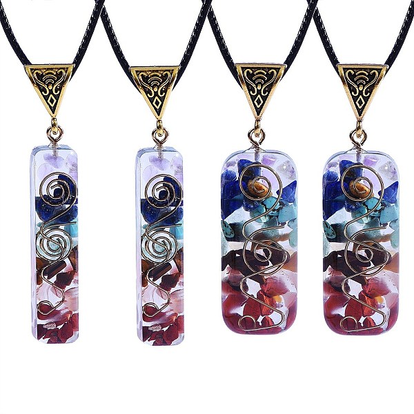 PandaHall 4Pcs 2 Styles Chakra Jewelry, Resin Orgonite Necklaces, with Waxed Cord, Natural Gemstone Inside and Velvet Bag, Rectangle..., Multicolor
PandaHall 4Pcs 2 Styles Chakra Jewelry, Resin Orgonite Necklaces, with Waxed Cord, Natural Gemstone Inside and Velvet Bag, Rectangle..., Multicolor