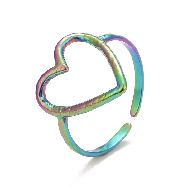PandaHall Ion Plating(IP) Rainbow Color 304 Stainless Steel Open Heart Cuff Ring for Women, US Size 6 1/2(16.9mm) 304 Stainless Steel
PandaHall Ion Plating(IP) Rainbow Color 304 Stainless Steel Open Heart Cuff Ring for Women, US Size 6 1/2(16.9mm) 304 Stainless Steel