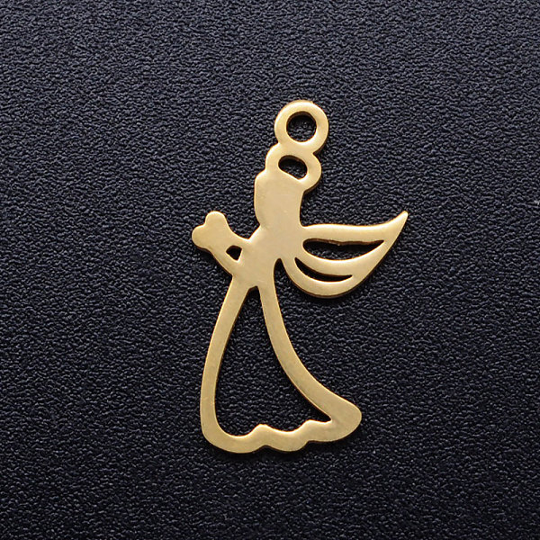 PandaHall 201 Stainless Steel Hollow Pendants, Pray Angel, Golden, 18x10x1mm, Hole: 1.5mm 201 Stainless Steel Angel & Fairy
PandaHall 201 Stainless Steel Hollow Pendants, Pray Angel, Golden, 18x10x1mm, Hole: 1.5mm 201 Stainless Steel Angel & Fairy