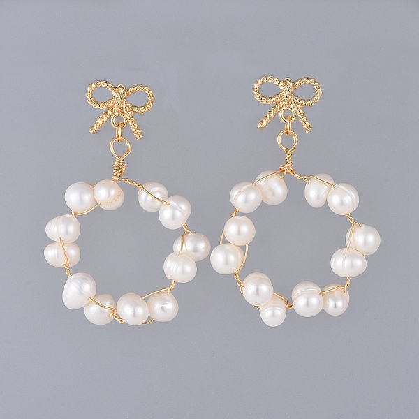 PandaHall Bowknot Stud Earrings, with Natural Cultured Freshwater Pearl Beads and Brass Stud Earring Findings, Cardboard Box and Plastic..., White
PandaHall Bowknot Stud Earrings, with Natural Cultured Freshwater Pearl Beads and Brass Stud Earring Findings, Cardboard Box and Plastic..., White