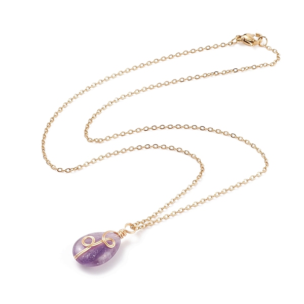 PandaHall Natural Amethyst Teardrop Pendant Necklace, Gold Plated 304 Stainless Steel Wire Wrap Jewelry for Women, 17.72 inch(45cm) Amethyst
PandaHall Natural Amethyst Teardrop Pendant Necklace, Gold Plated 304 Stainless Steel Wire Wrap Jewelry for Women, 17.72 inch(45cm) Amethyst