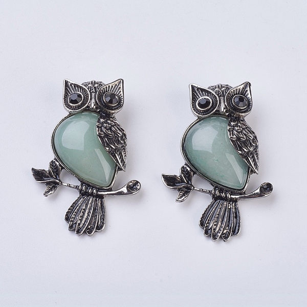 PandaHall Gemstone Pendant, with Alloy Findings, and Rhinestone, Owl, 50x35x7.5~9mm, Hole: 5x8mm Green Aventurine Owl Green
PandaHall Gemstone Pendant, with Alloy Findings, and Rhinestone, Owl, 50x35x7.5~9mm, Hole: 5x8mm Green Aventurine Owl Green