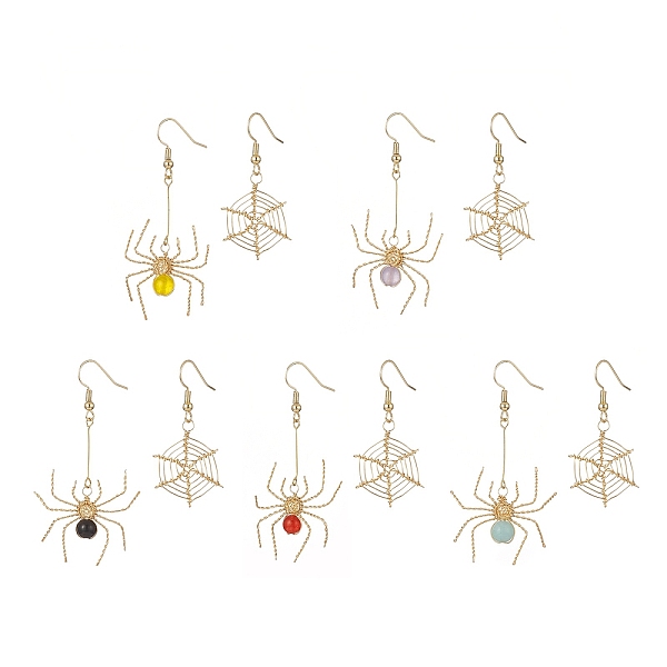 PandaHall Natural Gemstone Dangle Earrings, Brass Jewelry for Women, Spider & Spider Web, 43.5~62.5mm, Pin: 0.6mm Mixed Stone
PandaHall Natural Gemstone Dangle Earrings, Brass Jewelry for Women, Spider & Spider Web, 43.5~62.5mm, Pin: 0.6mm Mixed Stone