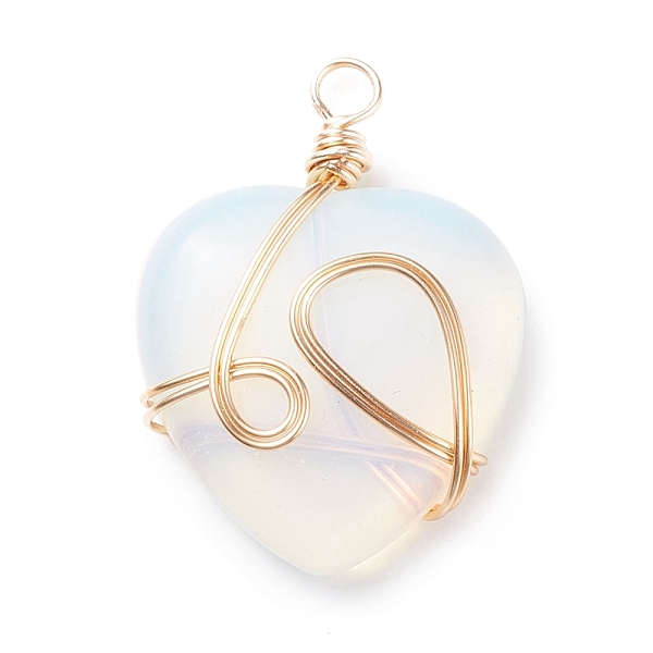 PandaHall Opalite Pendants, with Golden Tone Copper Wire Wrapped, Heart, 40.5x30x8.5mm, Hole: 4.2mm Opalite Heart
PandaHall Opalite Pendants, with Golden Tone Copper Wire Wrapped, Heart, 40.5x30x8.5mm, Hole: 4.2mm Opalite Heart