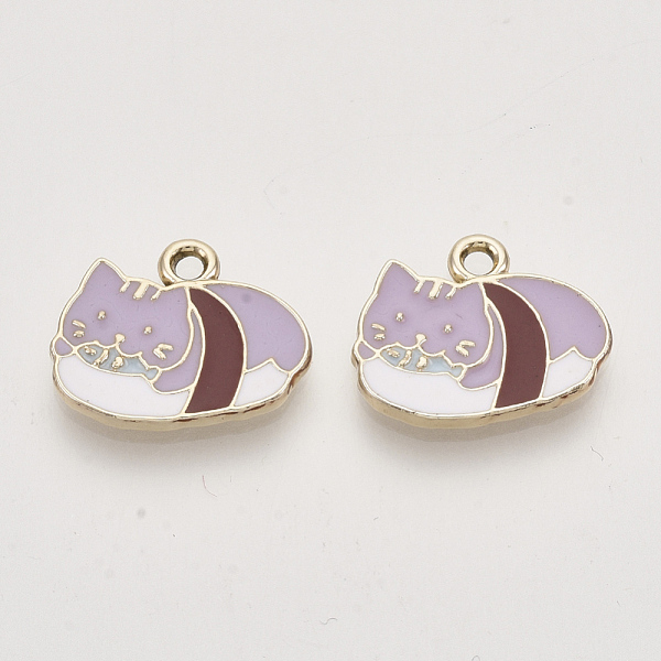PandaHall Alloy Enamel Kitten Pendants, Light Gold, Cat with Sushi Shape, Lilac, 15x18x2mm, Hole: 1.8mm Alloy+Enamel Cat Shape Purple
PandaHall Alloy Enamel Kitten Pendants, Light Gold, Cat with Sushi Shape, Lilac, 15x18x2mm, Hole: 1.8mm Alloy+Enamel Cat Shape Purple