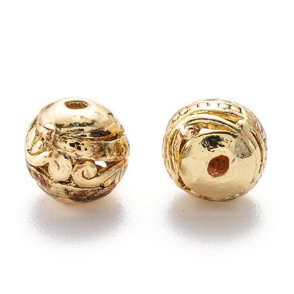PandaHall Alloy Hollow Beads, Round with Leaf, Cadmium Free & Lead Free, Real 18K Gold Plated, 8x7~8mm, Hole: 1.5~2mm Alloy Round
PandaHall Alloy Hollow Beads, Round with Leaf, Cadmium Free & Lead Free, Real 18K Gold Plated, 8x7~8mm, Hole: 1.5~2mm Alloy Round
