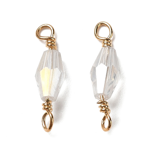 PandaHall Glass Connector Charms, with Brass Findings, Real 18K Gold Plated, Bicone, Clear, 16x4mm, Hole: 1.6mm Brass+Glass Bicone Clear
PandaHall Glass Connector Charms, with Brass Findings, Real 18K Gold Plated, Bicone, Clear, 16x4mm, Hole: 1.6mm Brass+Glass Bicone Clear